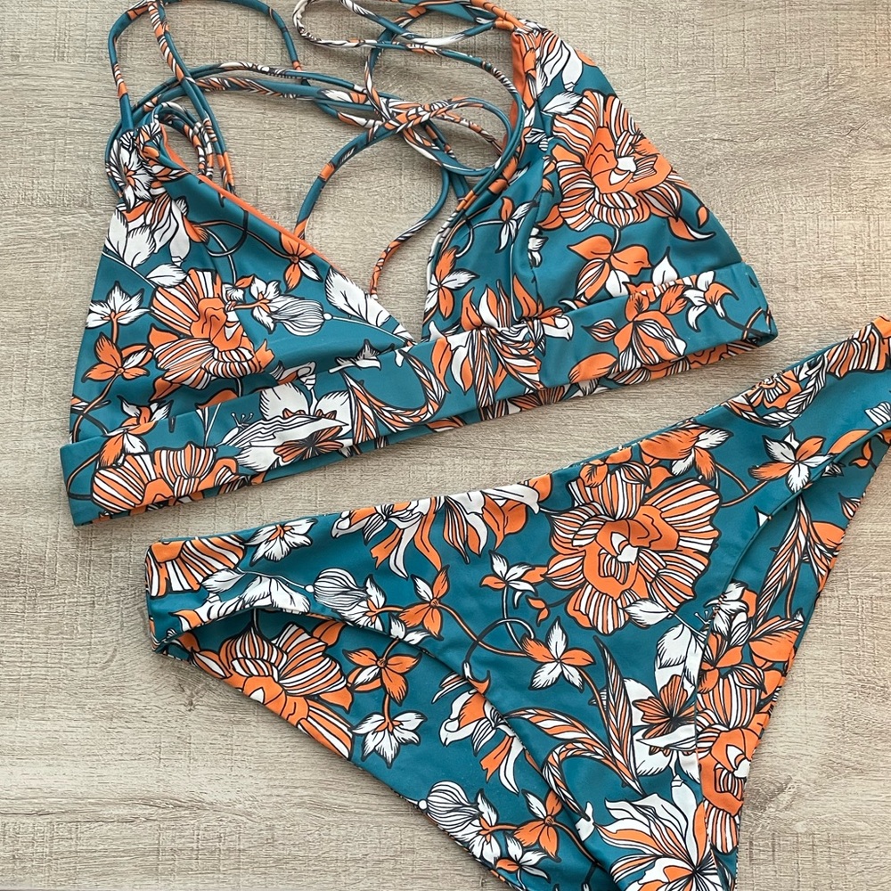 Kulani Kinis Teal and Orange Bikini Set
